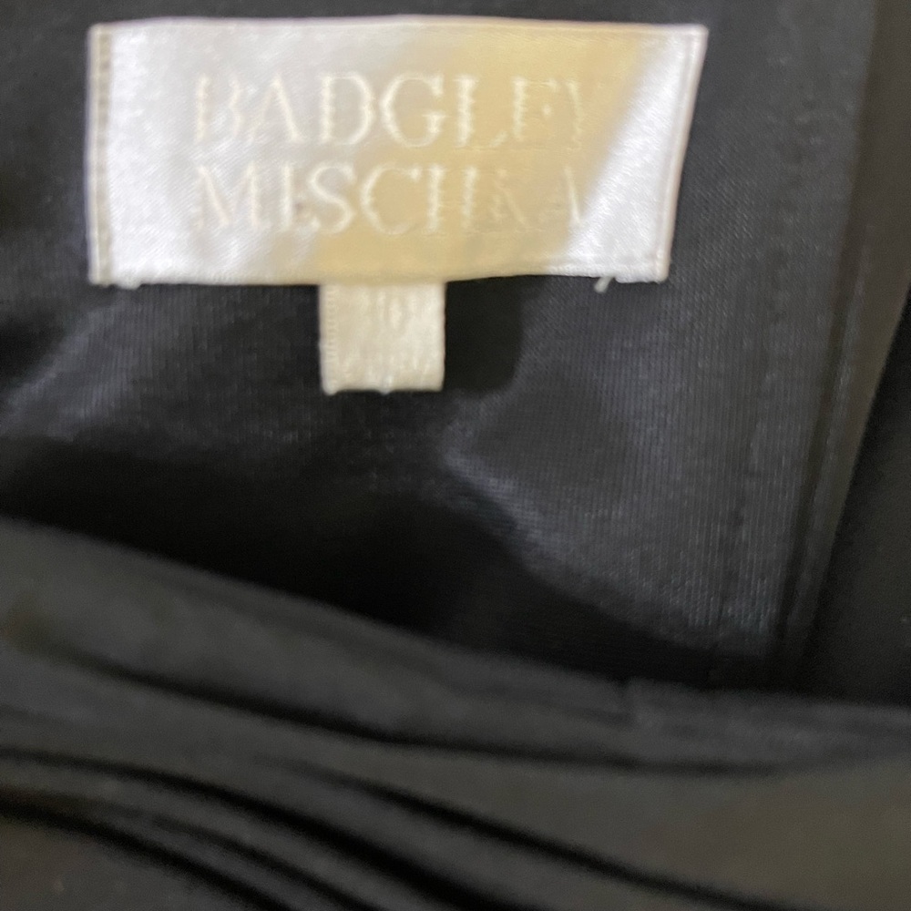 Badgely Mischka Black Strapless Ruched Dress Size 10
